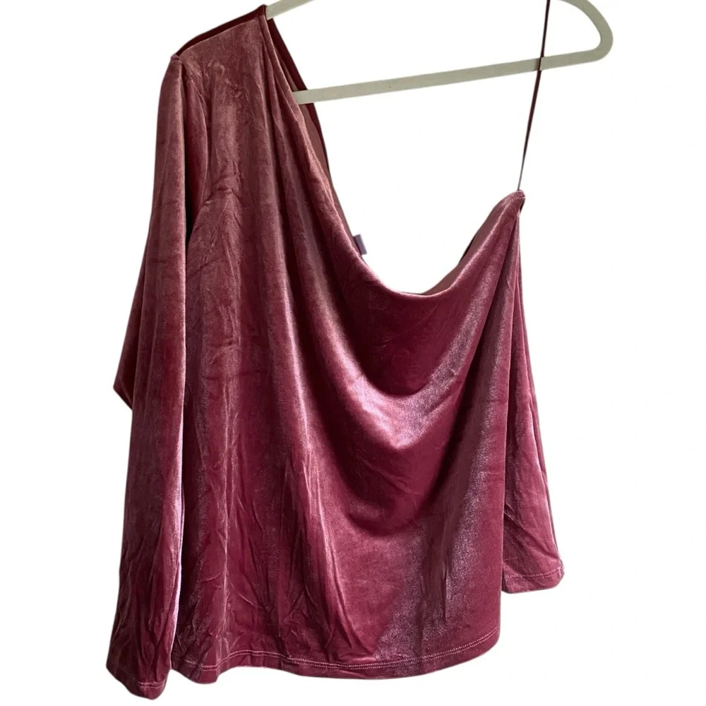 PLUS‎ Old Navy NEW Maeve Velvet One Shoulder Long Sleeve Stretch Blouse Size 2X